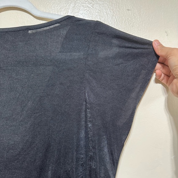 EUC Bedo Femme Black Light Wrinkle Free Drape Collar Shinny Cowl Neck Top Large - Picture 7 of 8